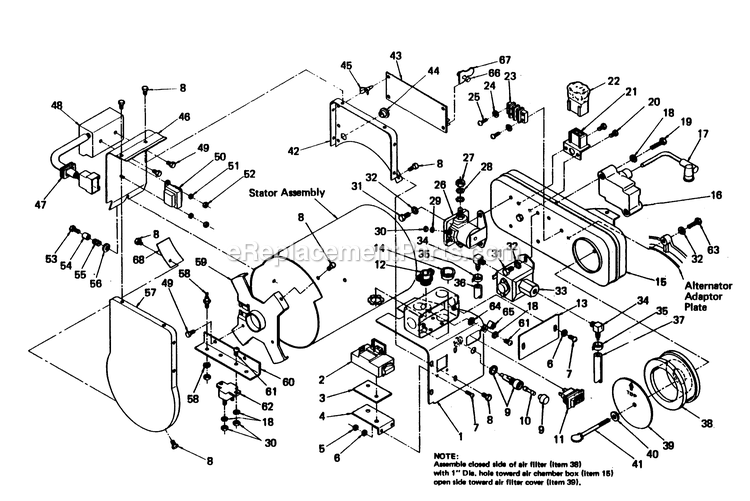 Generac 6938-0 3800w Mc Alt Alternator Panels And Air Chamber Box Diagram