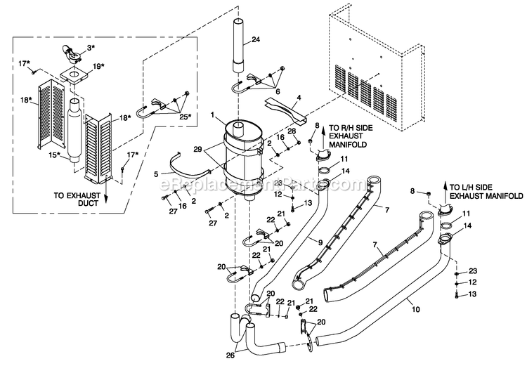 Generac BT06030ANSN (3808V29819 - 4308V30688)(2008) 60kw 3.0 120/240 1p Ng Stl Bry -10-22 Generator - Liquid Cooled Muffler Exhaust Cpl 50kw Diagram