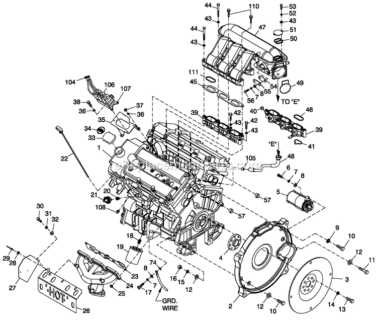 Generac BT06030AVSN (4107V24954 - 5207V25933)(2007) 60kw 3.0 120/240 1p Vp Stl Bry -12-17 Generator - Liquid Cooled Engine Common Parts 3.0l G14 Diagram