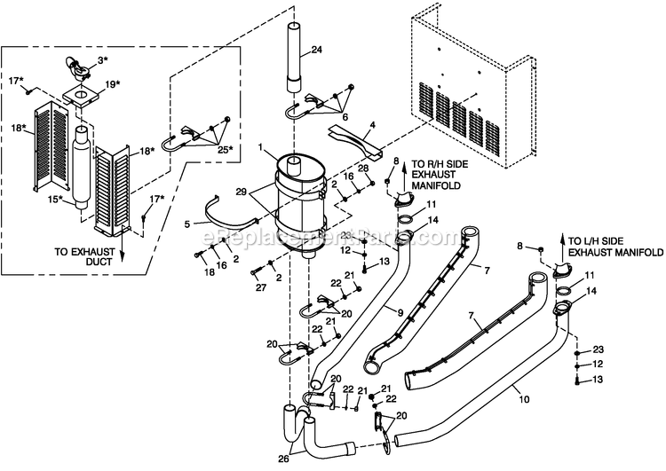 Generac BT06030AVSN (4506V20496 - 4606V21098)(2006) 60kw 3.0 120/240 1p Vp Stl Bry -11-16 Generator - Liquid Cooled Muffler Exhaust Cpl 500 Kw Diagram