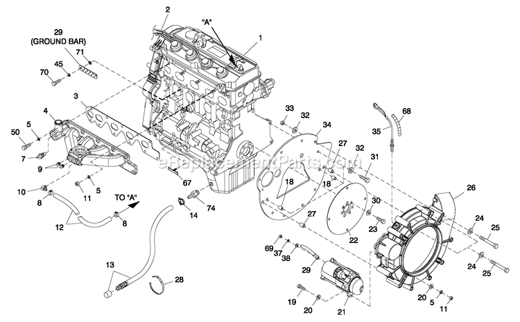 Generac CT02224ANAN (0809V33455 - 2909V36735)(2009) Obs 22kw 2.4 120/240 1p Ng Al -07-13 Generator - Liquid Cooled Engine Common Parts 2.4l G2 Diagram