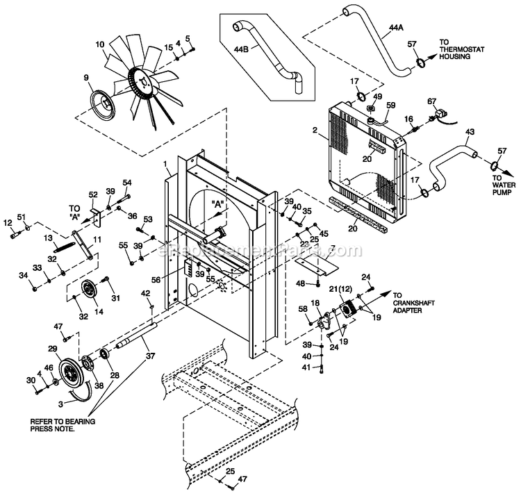 Generac CT03624GNAN (1909V35451)(2009) Obs 36kw 2.4 120/208 3p Ng Al -05-06 Generator C2 Cooling System And Fan Drive Diagram