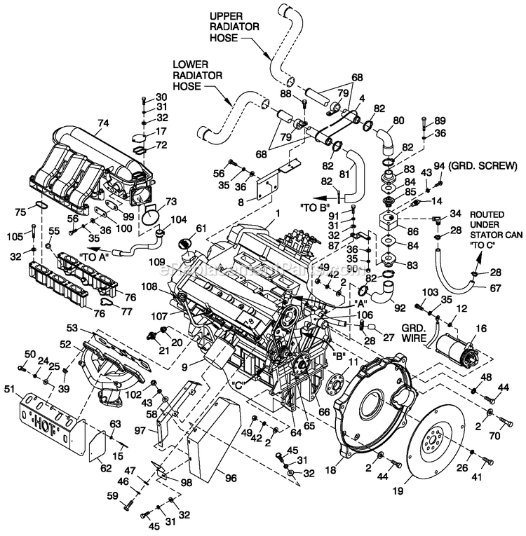 Generac CT06030ANAN (1808V27725 - 3806V20150)(2008) Obs 3.0 120/240 1p Ng Al Car -04-25 Generator - Liquid Cooled Engine Common Parts Diagram