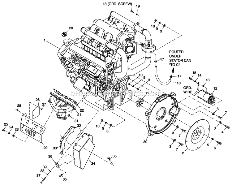 Generac CT06030ANAN (1808V27725 - 3806V20150)(2008) Obs 3.0 120/240 1p Ng Al Car -04-25 Generator - Liquid Cooled Engine Common Parts 3.0l G3 R/H Side Diagram