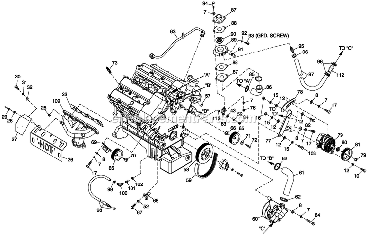 Generac CT06030ANSN (0508V27088)(2008) Obs 3.0 120/240 1p Ng Stl Car -02-04 Generator - Liquid Cooled Engine Common Parts 3.0l G3 Ls Diagram