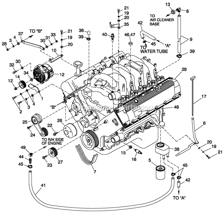 Generac CT07068ANAN (3009V36817)(2009) Obs 70kw 6.8 120/240 1p Ng Al -07-21 Generator - Liquid Cooled Engine Common Parts K/H Side Diagram