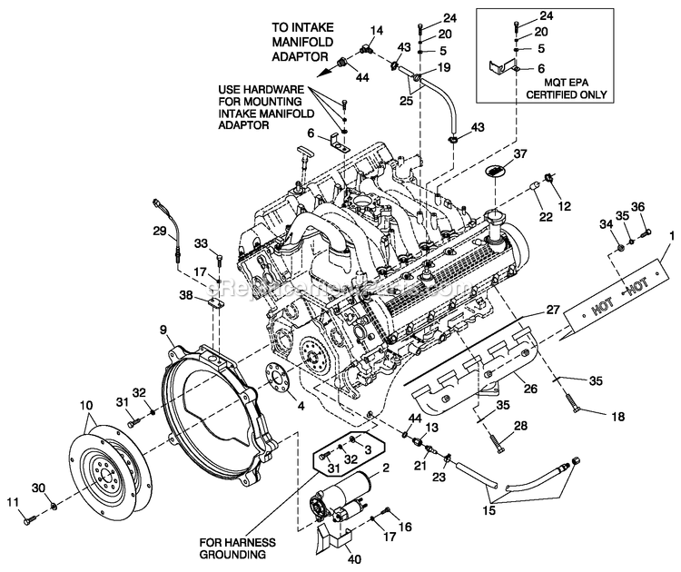 Generac CT07068ANAN (3009V36817)(2009) Obs 70kw 6.8 120/240 1p Ng Al -07-21 Generator - Liquid Cooled Engine Common Parts R/H Side Diagram