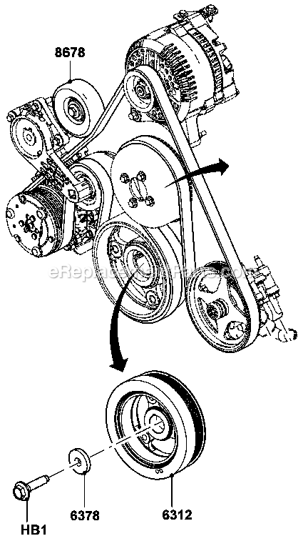 Generac CT07068ANAN (3009V36817)(2009) Obs 70kw 6.8 120/240 1p Ng Al -07-21 Generator - Liquid Cooled Gas Engine Damper/Pulley Diagram