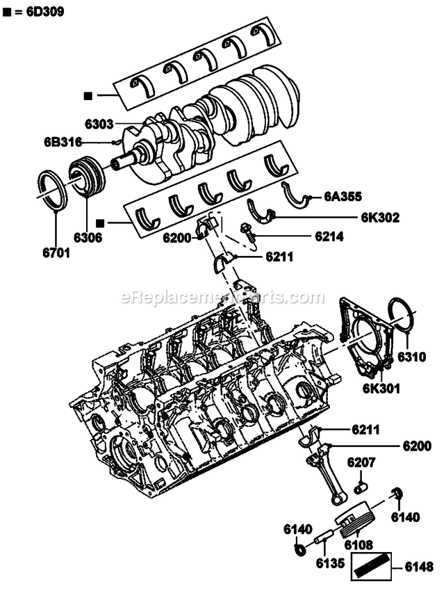 Generac CT07068ANAN (3009V36817)(2009) Obs 70kw 6.8 120/240 1p Ng Al -07-21 Generator - Liquid Cooled Gas Engine Piston, Rod And Crank Diagram