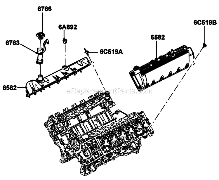 Generac CT07068ANAN (3009V36817)(2009) Obs 70kw 6.8 120/240 1p Ng Al -07-21 Generator - Liquid Cooled Gas Engine Rocker Cover Diagram