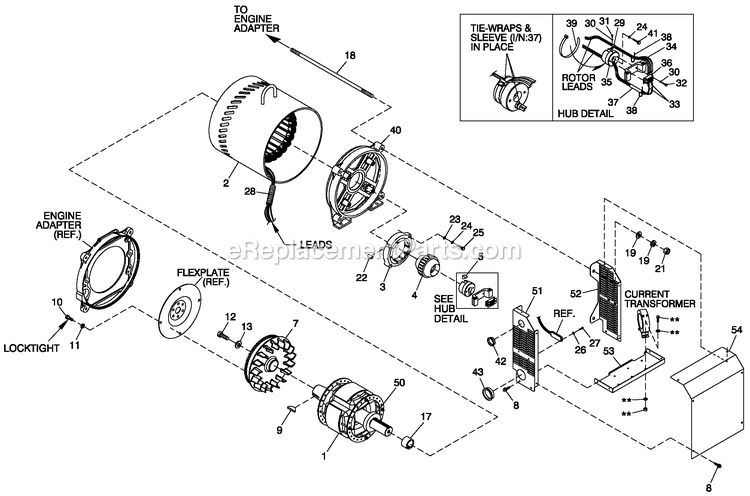 Generac CT07068ANAN (3009V36817)(2009) Obs 70kw 6.8 120/240 1p Ng Al -07-21 Generator - Liquid Cooled Cpl Alternator Brushless 70kw 4-Pole Diagram