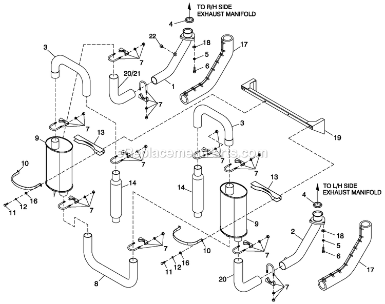 Generac CT07068ANAN (3009V36817)(2009) Obs 70kw 6.8 120/240 1p Ng Al -07-21 Generator - Liquid Cooled Muffler 5.4l/6.8l Cpl Exhaust C3 Diagram