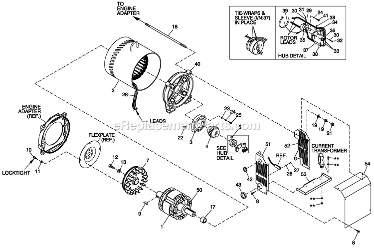 Generac CT07068ANAN (3009V36817)(2009) Obs 70kw 6.8 120/240 1p Ng Al -07-21 Generator - Liquid Cooled Cpl Alternator Brushless 70kw 4-Pole Diagram