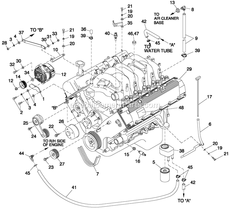 Generac CT07068ANAN (3308V29070 - 4208V30499)(2008) Obs 70kw 6.8 120/240 1p Ng Al -10-13 Generator - Liquid Cooled Engine Common Parts L/H Side Diagram