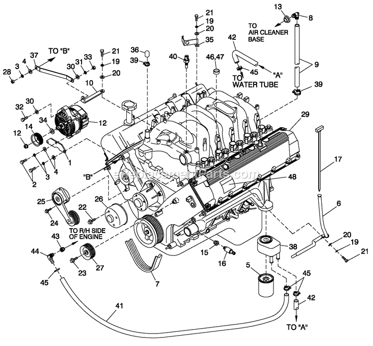 Generac CT15068AVSN (0208V26024)(2008) Obs 150kw 6.8 120/240 1p Vp St -01-17 Generator - Liquid Cooled Engine Common Parts L/H Side Diagram