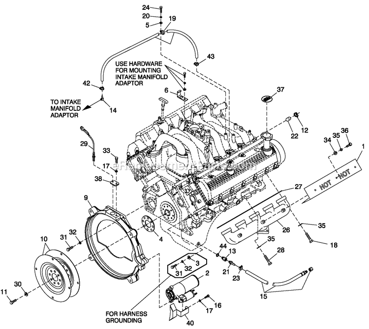 Generac CT15068AVSN (0208V26024)(2008) Obs 150kw 6.8 120/240 1p Vp St -01-17 Generator - Liquid Cooled Engine Common Parts R/H Side Diagram