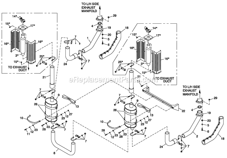 Generac CT15068AVSN (0208V26024)(2008) Obs 150kw 6.8 120/240 1p Vp St -01-17 Generator - Liquid Cooled Muffler 5.4/6.8l Cpl Exhaust C5 Diagram