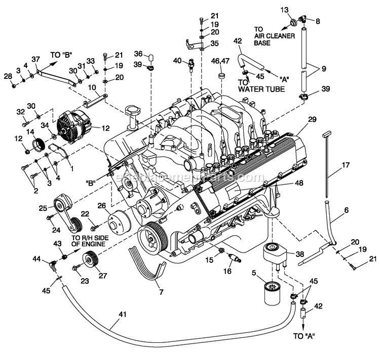 Generac CT15068GNSN (2408V28069)(2008) Obs 150kw 6.8 120/208 3p Ng St -06-11 Generator Engine Common Parts L/H Side (6.8l Cpl) Diagram