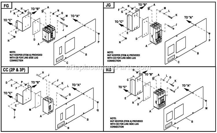 Generac EG02515GNAX (3000056130 - 3000112178)(2016) 25kw 1.5l 120/208 3p Ng Al -02-29 Generator Ev Connection Box C2 Cpl (3) Diagram