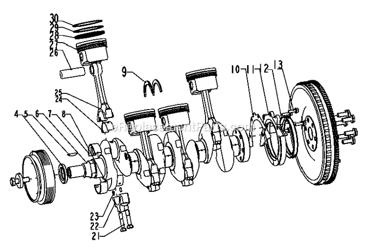 Generac EG02515GNAX (3000056130 - 3000112178)(2016) 25kw 1.5l 120/208 3p Ng Al -02-29 Generator Gas Engine Crankshaft Assembly Diagram