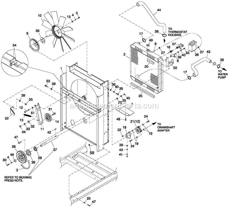 Generac ET04524ANSX (7143448 - 9277352)(2014) 45kw 2.4l 120/240 1p Ng St -10-30 Generator - Liquid Cooled C2 Cooling System And Fan Drive Diagram