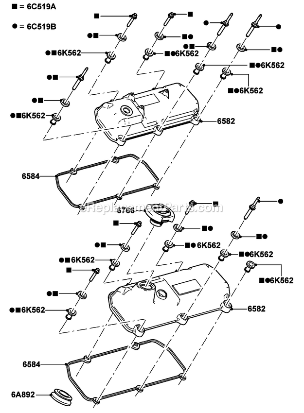 Generac ET04842ANAX (5960216 - 6322632)(2011) Obs 48kw 4.2l 120/240 1p Ng Al -04-13 Generator - Liquid Cooled 4.2l Gas Engine Valve Cover Diagram