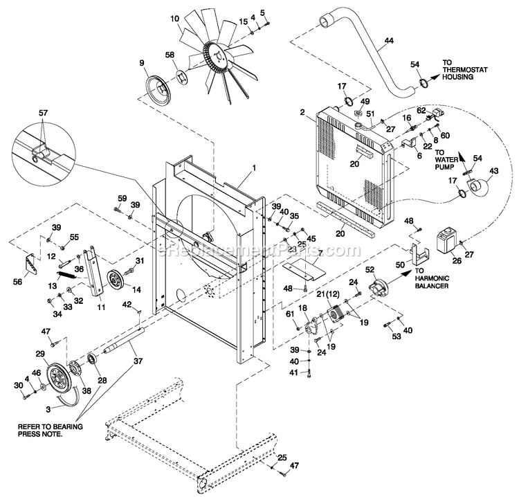 Generac ET04842ANAY (5882868)(2010) Obs 48kw 4.2 120/240 1p Ng Al -04-30 Generator - Liquid Cooled C2 Cooling System And Fan Drive Diagram