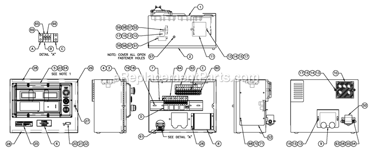 Generac ET07068ANAN (5713896 - 5713897)(2009) Obs 70kw 6.8 120/240 1p Ng Al -11-19 Generator - Liquid Cooled H Panel 2a Battery Charger Diagram