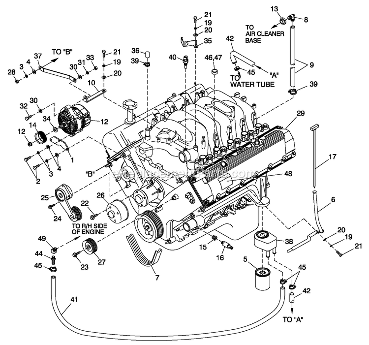 Generac ET07068ANAN (5713896 - 5713897)(2009) Obs 70kw 6.8 120/240 1p Ng Al -11-19 Generator - Liquid Cooled Engine Common Parts L/H Side Diagram