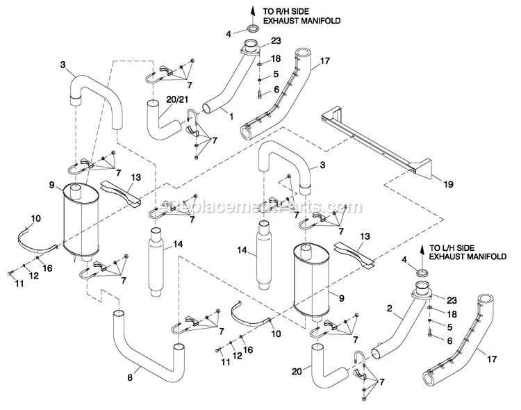 Generac ET07068ANAN (6079276)(2010) Obs 70kw 6.8 120/240 1p Ng Al -08-18 Generator - Liquid Cooled Muffler 5.4l/6.8l Cpl Exhaust C3 Diagram