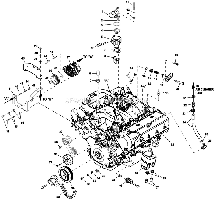 Generac ET08046ANAX (6343875)(2011) 80kw 4.6l 120/240 1p Ng Al -05-04 Generator - Liquid Cooled Ev Engine Common Parts Lh 4.6lg3 Diagram