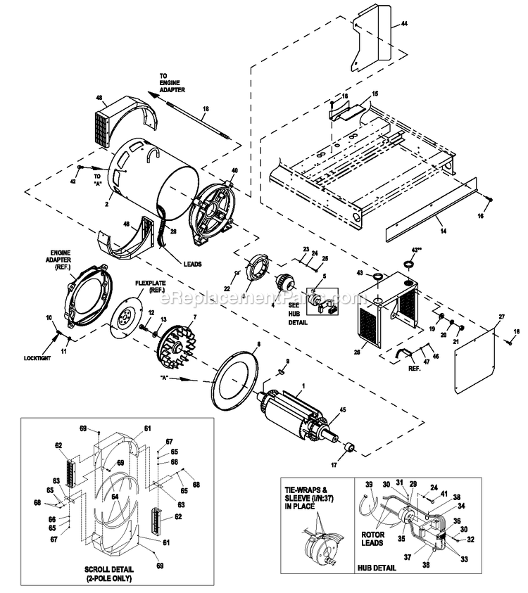 Generac ET08054JVAX (9720704)(2015) 80kw 5.4 120/240 3p Lp Al -06-09 Generator Ev Cpl Alternator Brushless Diagram