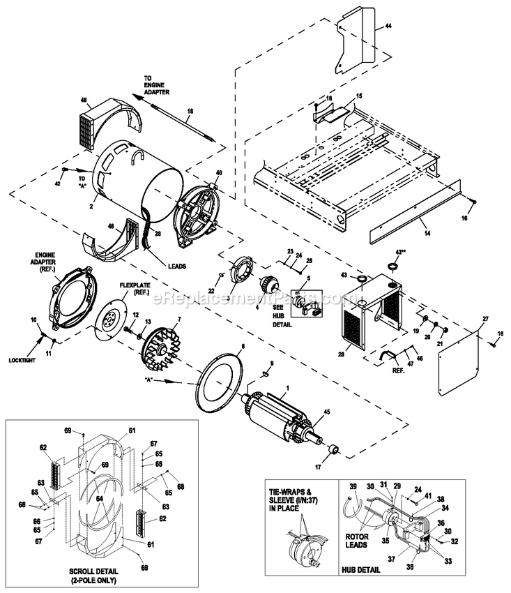 Generac ET13068GNAC (6245704)(2011) 130kw 6.8 120/208 3p Ng Al Em -01-24 Generator Ev Cpl Alternator Brushless Diagram