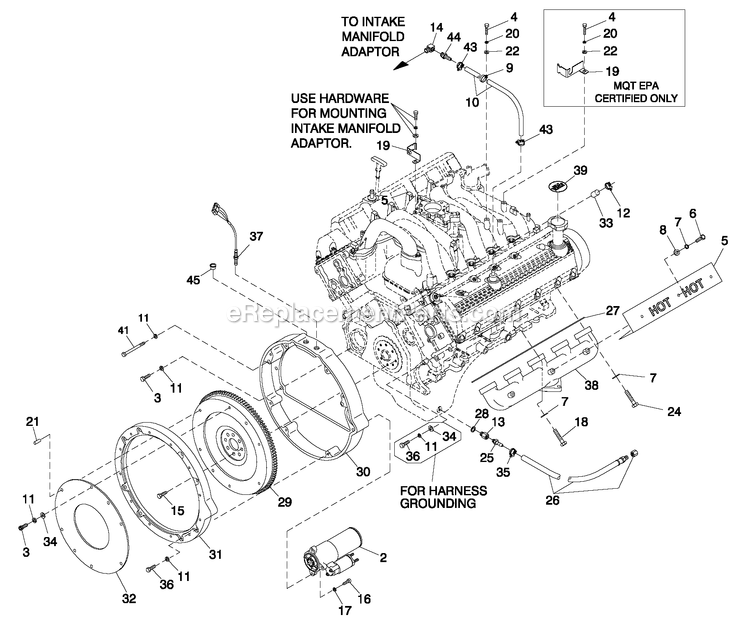 Generac ET15068AVAY (5955880)(2010) Oba 150kw 6.8 120/240 1p Lp Al -06-17 Generator - Liquid Cooled Engine Common Parts R/H Side 6.8l G/B Cpl Diagram