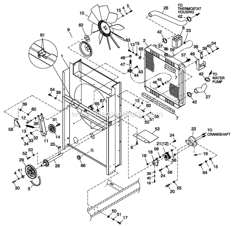 Generac ET15068AVAY (5955880)(2010) Oba 150kw 6.8 120/240 1p Lp Al -06-17 Generator - Liquid Cooled C5 Cooling System Fan Drive Diagram