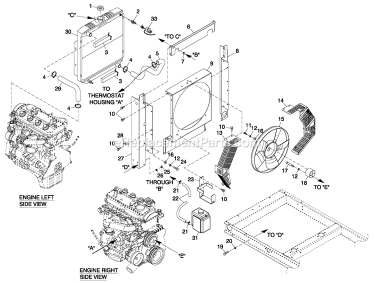 Generac HT02724RNAX (8934209 - 8934218)(2014) Obs 27kw 2.4 231/400 3p Ng 50 -05-09 Generator Cooling System 2.4l C1 Diagram