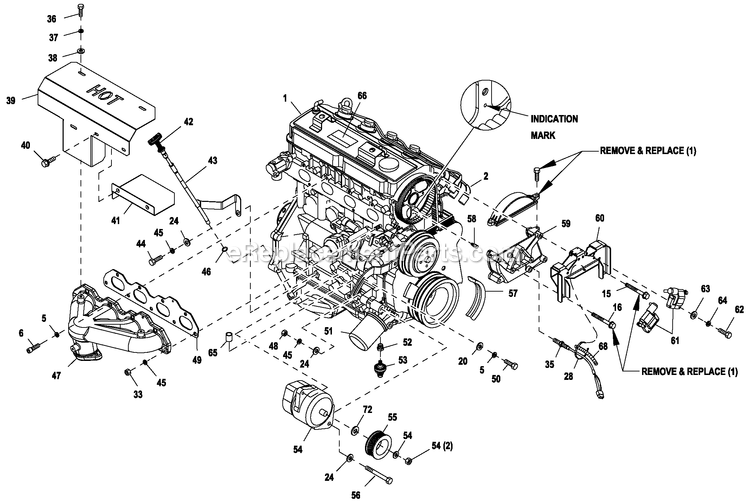Generac HT02724RNAX (8934209 - 8934218)(2014) Obs 27kw 2.4 231/400 3p Ng 50 -05-09 Generator Engine Common Parts 2.4l G2 (2) Diagram