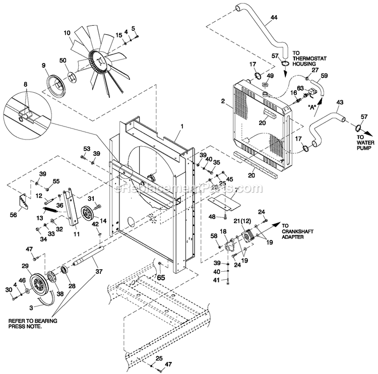 Generac HT03524ANAX (7064093 - 8357475)(2013) 35kw 2.4 120/240 1p Ng Alum -08-02 Generator - Liquid Cooled C2 Cooling System And Fan Drive Diagram