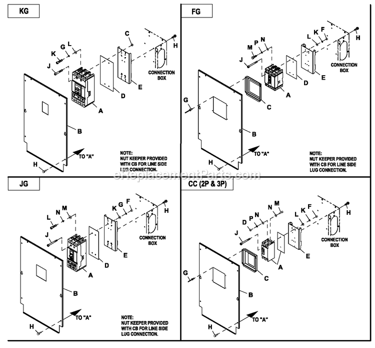 Generac HT04542ANAX (6264225)(2011) Obs 45kw 4.2 120/240 1p Ng Al -02-16 Generator - Liquid Cooled Connection Box C2 Cpl Diagram