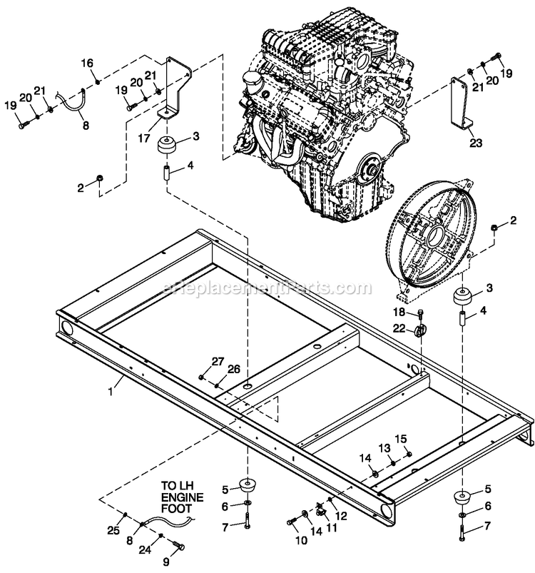 Generac HT04542ANAX (6264225)(2011) Obs 45kw 4.2 120/240 1p Ng Al -02-16 Generator - Liquid Cooled Mounting Base Diagram