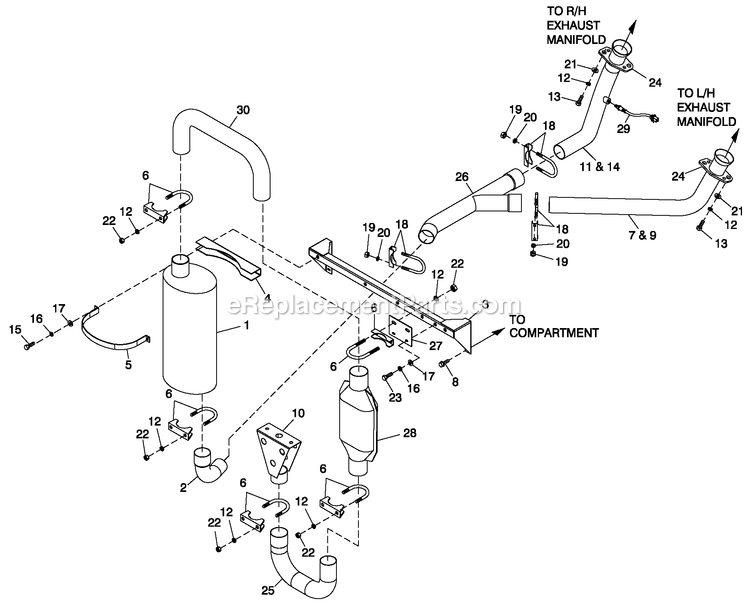 Generac HT04542ANAX (6421994 - 6721789)(2011) Obs 45kw 4.2 120/240 1p Ng Al -11-18 Generator - Liquid Cooled Muffler Exhaust Diagram