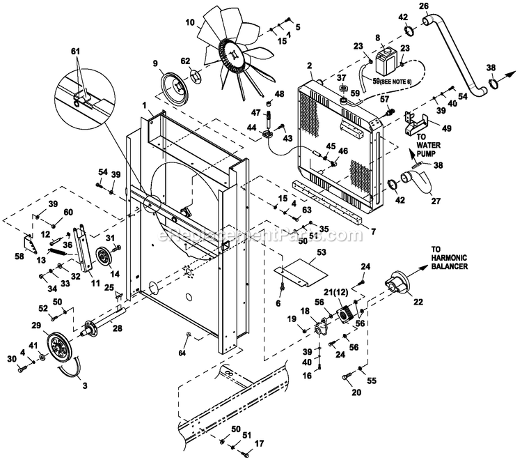 Generac HT08054GNAX (10041277 - 3000280309)(2016) 80kw 5.4 120/208 3p Ng Al -04-12 Generator Coolsys/Fan Drive 4.6l Cp Diagram