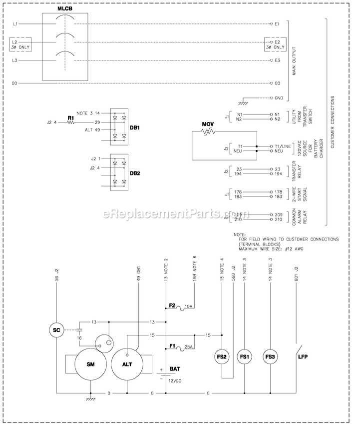 Generac HT08054GNAX (10041277 - 3000280309)(2016) 80kw 5.4 120/208 3p Ng Al -04-12 Generator Ev Enclosure C5 Emission Diagram