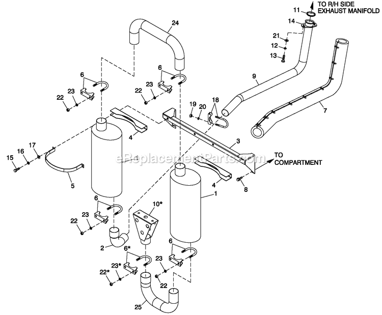 Generac LT02524JNSNA (GXA00111 - )(2009) 25kw 2.4 120/240 3p Ng Stlbh10 -06-16 Generator Muffler Exhaust Diagram