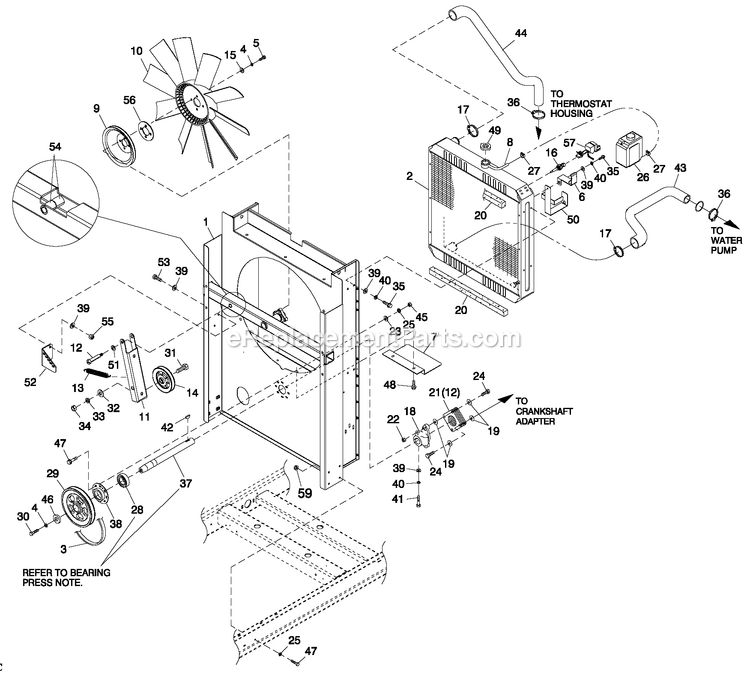 Generac LT02524JNSNA (GXA00111 - )(2009) 25kw 2.4 120/240 3p Ng Stlbh10 -06-16 Generator C2 Cooling System And Fan Drive Diagram
