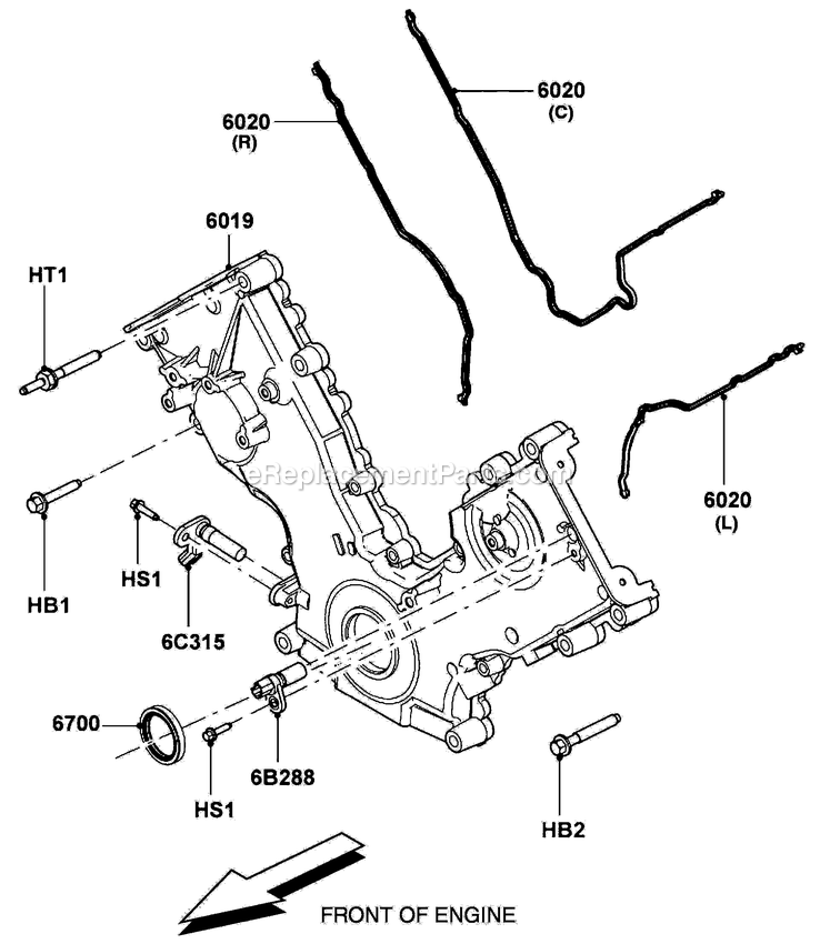 Generac LT05554GNSNA (GXB00523 - )(2011) 55kw 5.4 120/208 3p Ng Stlbh10 -07-20 Generator Gas Engine Timing Cover Diagram