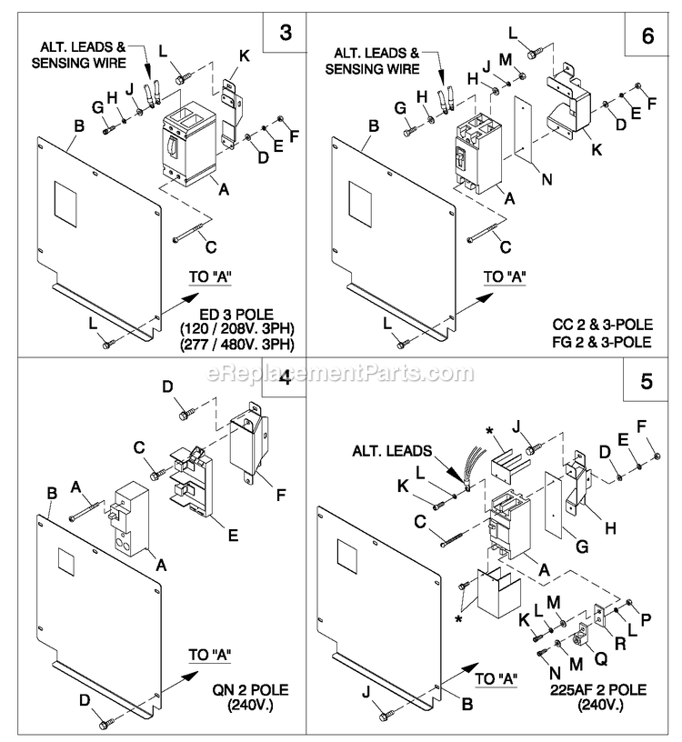 Generac QT02516ANSN (4402108 - 4681111)(2006) Obs 25kw 1.6 120/240 1p Ng Stl -05-10 Generator - Liquid Cooled Connection Box C1 Cpl Diagram