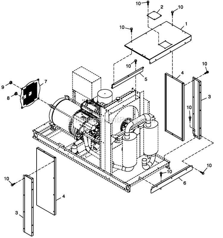 Generac QT02524ANANA (4911910)(2007) 25kw 2.4 120/240 1p Ng Al Bh10 -11-02 Generator - Liquid Cooled Ev Enclosure Diagram
