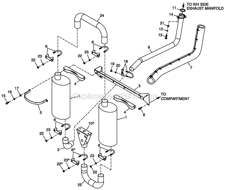 Generac QT02524ANNNA (4634387 - 4727957)(2007) 25kw 2.4 120/240 1p Ng 0/Sbh10 -02-28 Generator - Liquid Cooled Muffler Exhaust Diagram