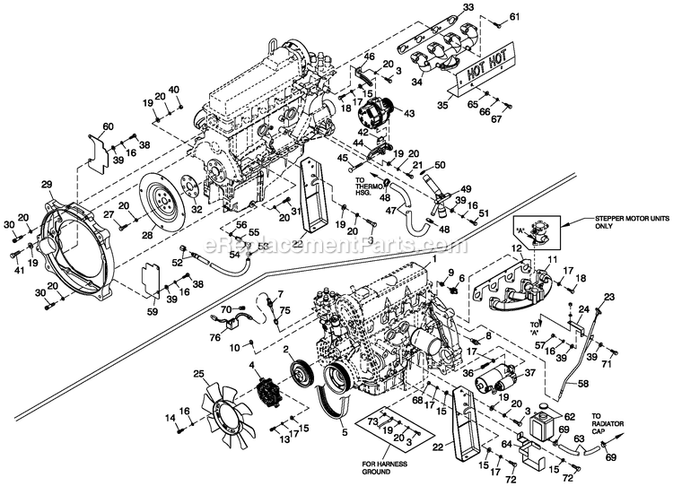 Generac QT02525ANAN (4150416)(2005) 25kw 2.5 120/240 1p Ng Alum -05-12 Generator - Liquid Cooled Ev Engine Common Parts 2.5l Cpl Diagram